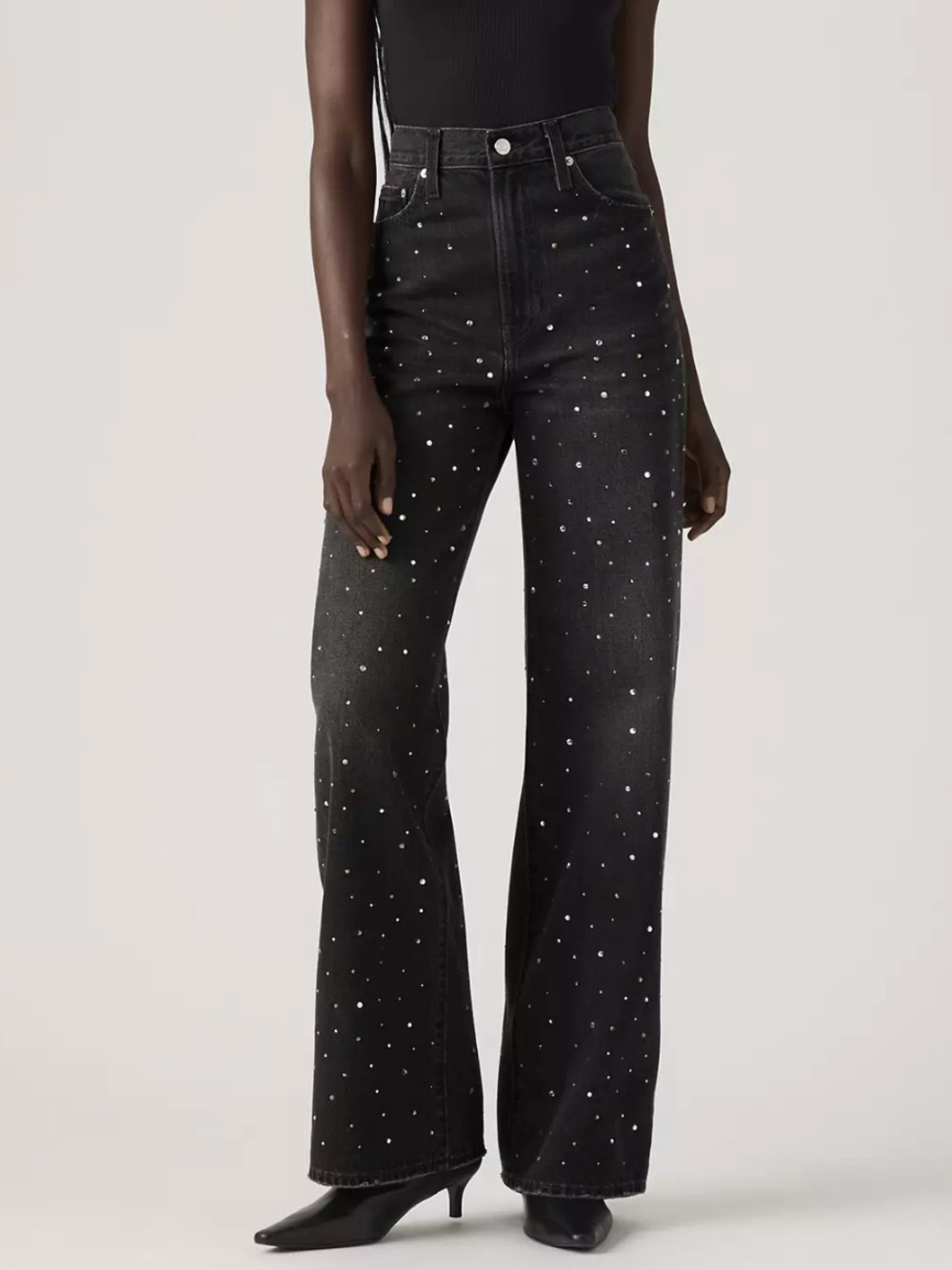 Levi’s Ribcage Wide Leg Jeans in Dazzle Me Smoke Crystal - Black | 27 NWT